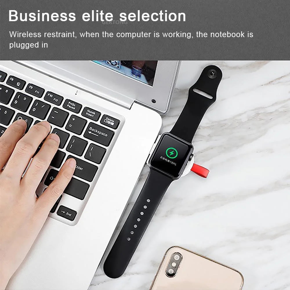 D3 Portable USB Wireless Charger Smart Watch Charging Dock for Apple Watch - White - 7