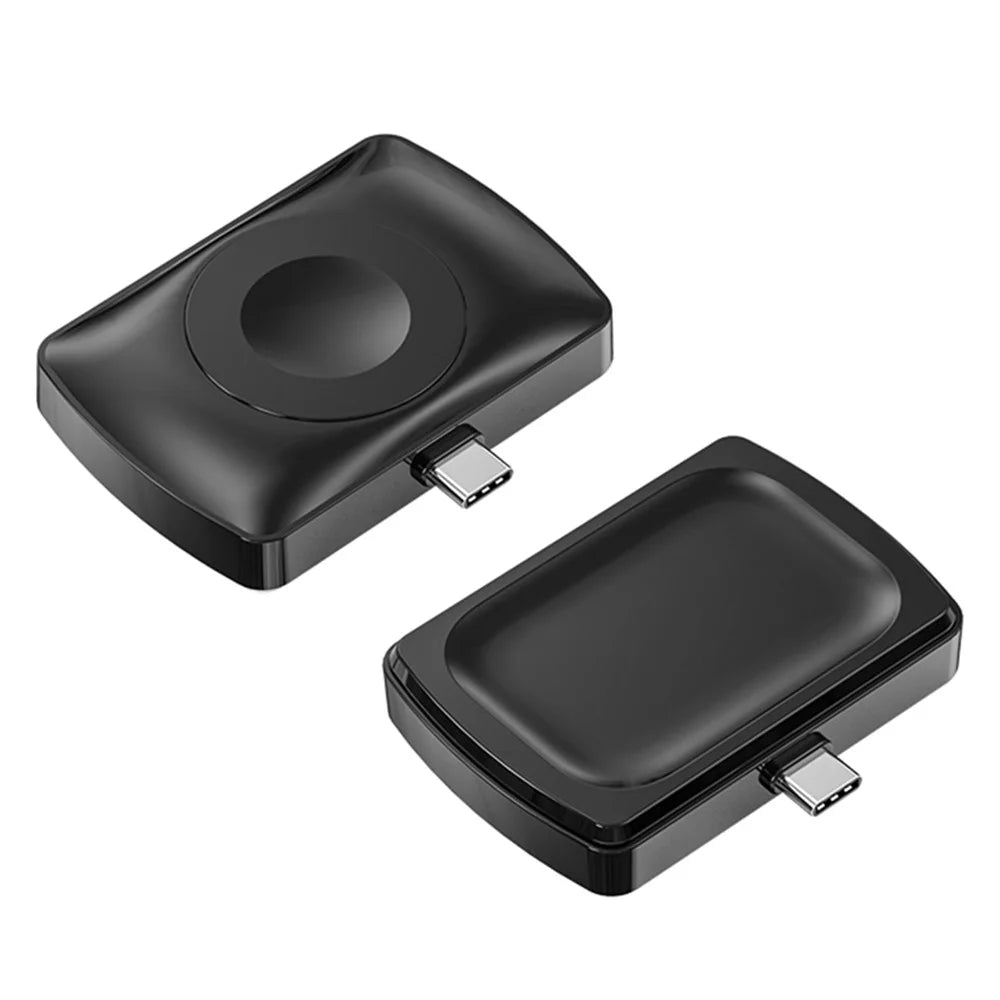 JJT-997 2 in 1 Watch Wireless Charger Type-C Double-Sided Wireless Charging Dock for Apple Watch 1-7 / SE Series / AirPods 2 / 3 / Pro - Black - 1