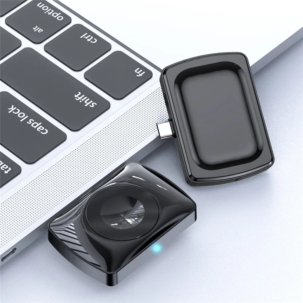 JJT-997 2 in 1 Watch Wireless Charger Type-C Double-Sided Wireless Charging Dock for Apple Watch 1-7 / SE Series / AirPods 2 / 3 / Pro - Black - 6