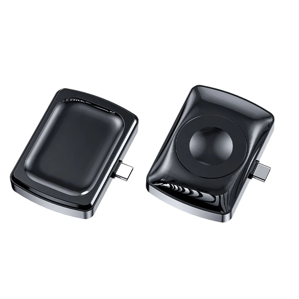 JJT-997 2 in 1 Watch Wireless Charger Type-C Double-Sided Wireless Charging Dock for Apple Watch 1-7 / SE Series / AirPods 2 / 3 / Pro - Black - 7