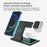 X455 Foldable 3-in-1 15W Wireless Charger Desktop Qi Fast Charging Stand Dock for iPhone Android iWatch AirPods - Black - 3