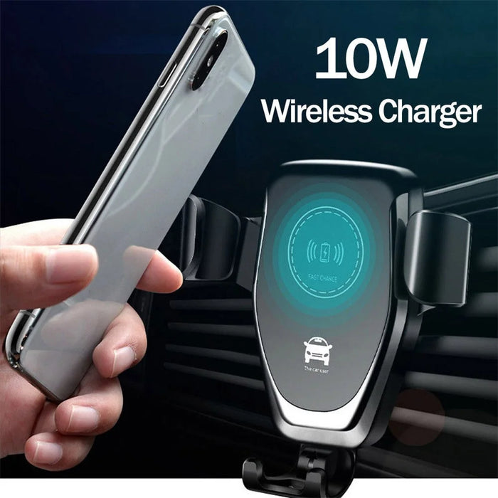 Q12 10W Car Air Vent Mount Gravity Phone Holder Wireless Charger Cellphone Charging Stand - 2