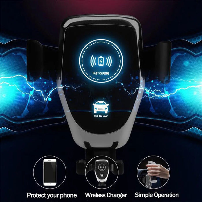Q12 10W Car Air Vent Mount Gravity Phone Holder Wireless Charger Cellphone Charging Stand - 4