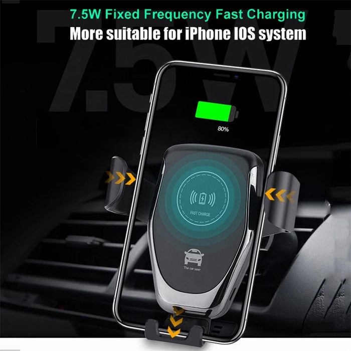 Q12 10W Car Air Vent Mount Gravity Phone Holder Wireless Charger Cellphone Charging Stand - 6