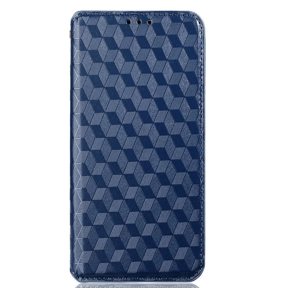 Full Protection PU Leather + TPU Phone Case Imprinting 3D Rhombus Magnetic Closure Mobile Cover for Alcatel 1S (2021)/Alcatel 3L (2021)/TCL 20Y/6125F/TCL 20E - Blue - 4