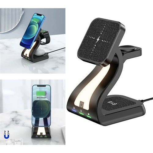 H20 Magnetic Wireless Charger Multifunction Phone Stand Wireless Charging Cellphone Charging Stand - Black - 1