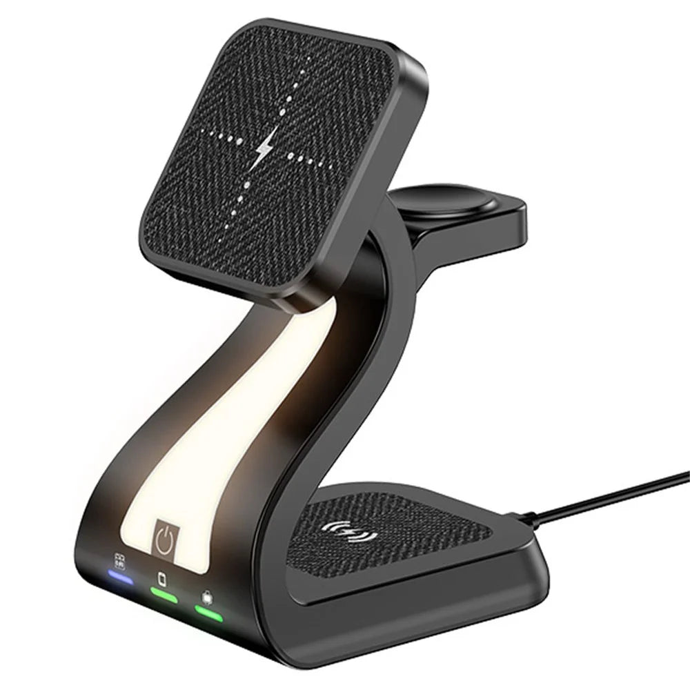 H20 Magnetic Wireless Charger Multifunction Phone Stand Wireless Charging Cellphone Charging Stand - Black - 2