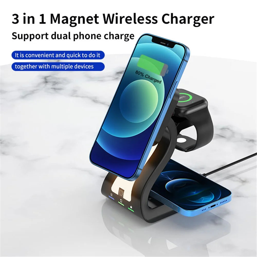 H20 Magnetic Wireless Charger Multifunction Phone Stand Wireless Charging Cellphone Charging Stand - Black - 6