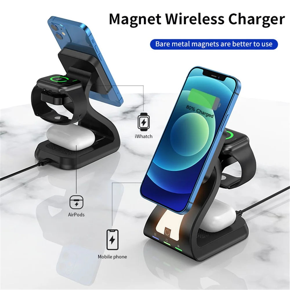 H20 Magnetic Wireless Charger Multifunction Phone Stand Wireless Charging Cellphone Charging Stand - Black - 7
