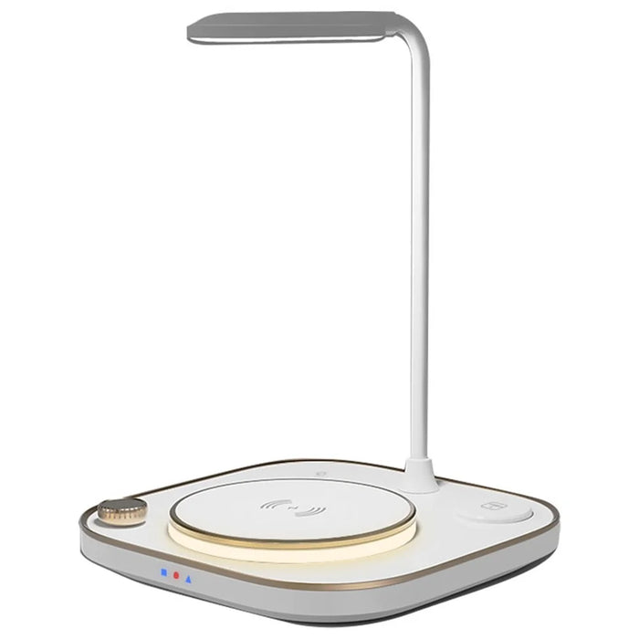 X3 15W 3 in 1 Magnetic Wireless Charger Multi-Function Fast Charging Station for Mobile Phone Watch Headset with Night Light - White - 1