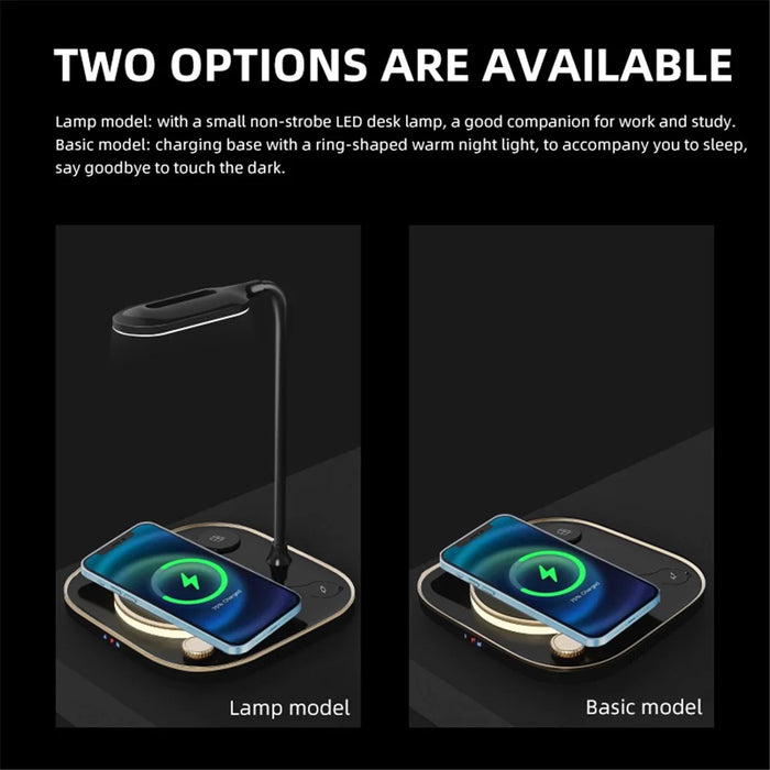 X3 15W 3 in 1 Magnetic Wireless Charger Multi-Function Fast Charging Station for Mobile Phone Watch Headset with Night Light - White - 3