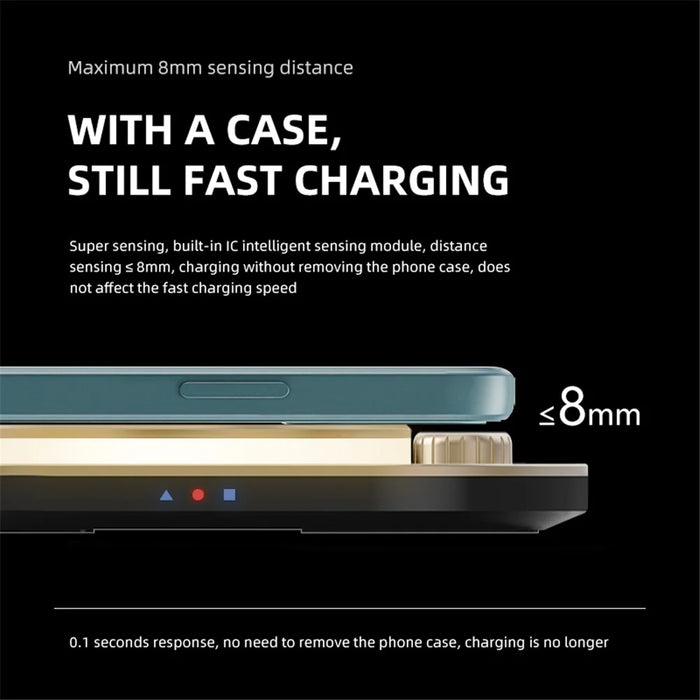 X3 15W 3 in 1 Magnetic Wireless Charger Multi-Function Fast Charging Station for Mobile Phone Watch Headset with Night Light - White - 4