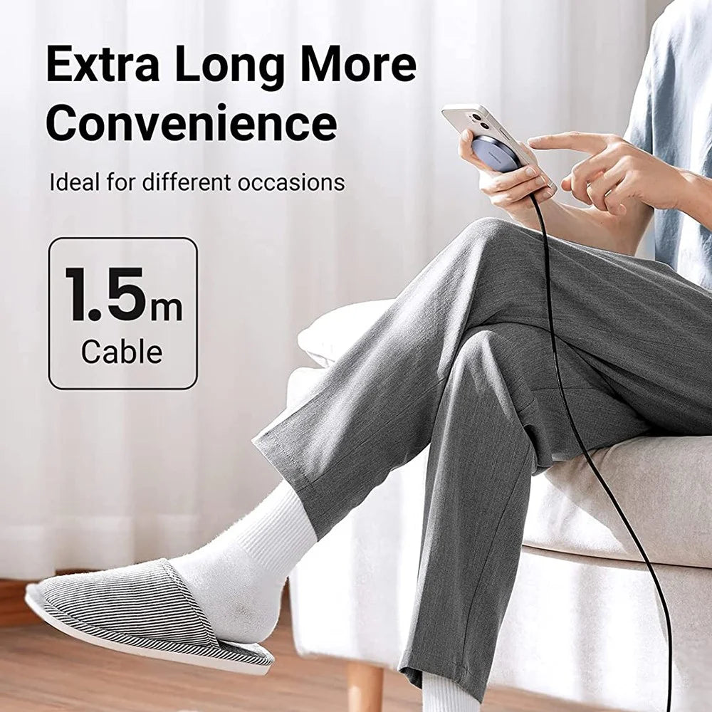 UGREEN 30233 Portable Magnetic Wireless Charger with 1.5m USB C Cable Qi Fast Cordless Charging Station for iPhone 13 Pro Max/13 Pro/13 Mini/13/12 Pro Max/12 Pro/12/Mini 12 - 3