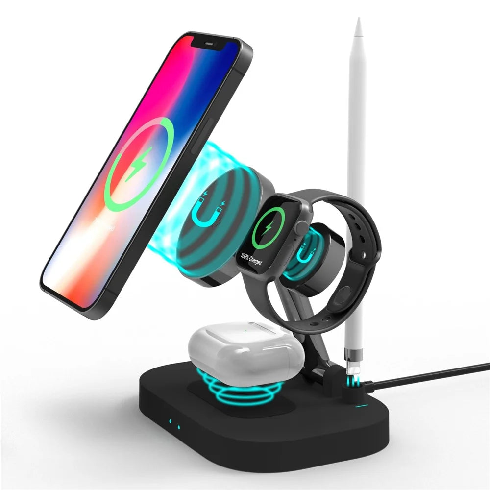 F22 15W 4 in 1 For Magsafe Wireless Charger for iPhone 12 / 13 / 14 / Series / Apple Watch / Airpods Pro / Apple Pencil Portable Charging Stand Multi-function Folding Charging Dock (CE) - 4