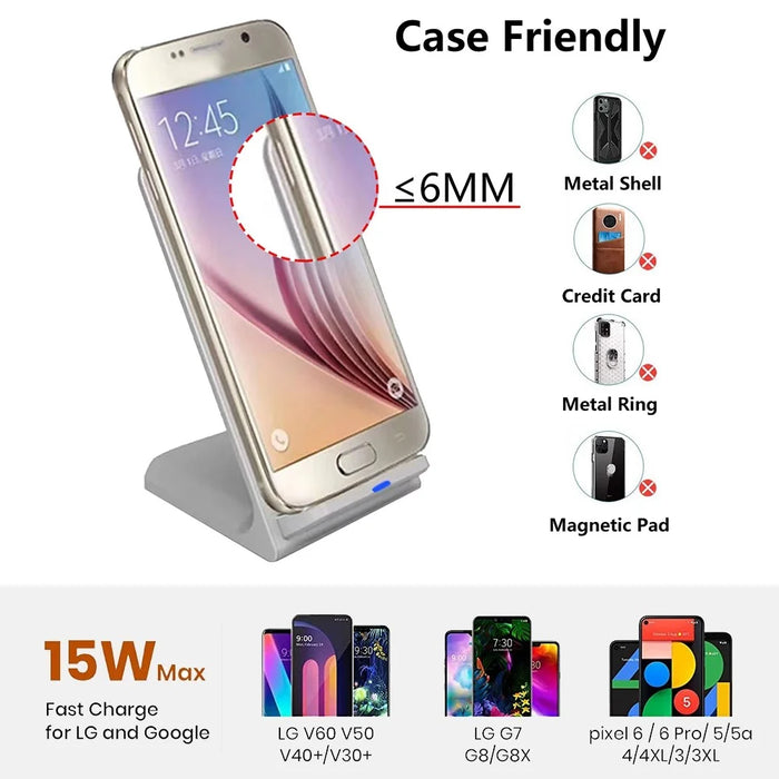 Z2 15W Wireless Charger Fast Charging Mobile Phone Cradle Stand for iPhone Samsung Huawei Xiaomi - Black - 4