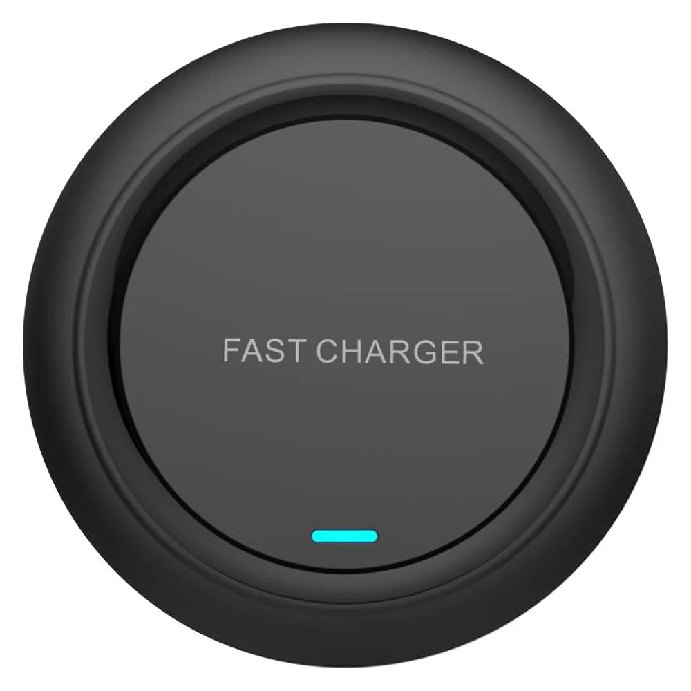 Q18 Round Shape Wireless Charger 15W Fast Charging Desktop Charging Pad - Black - 1