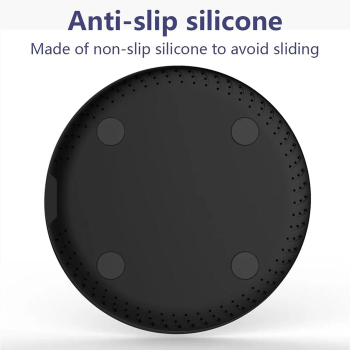 Q18 Round Shape Wireless Charger 15W Fast Charging Desktop Charging Pad - Black - 3