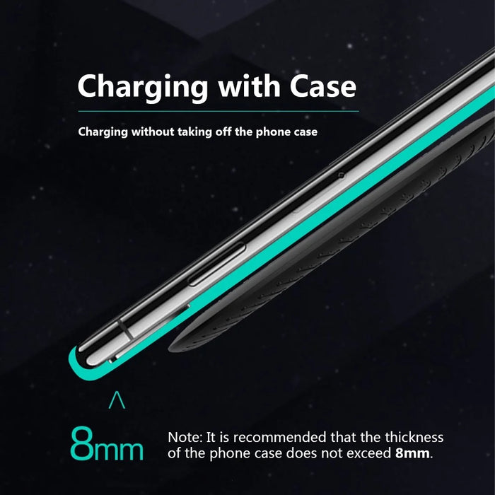 Q18 Round Shape Wireless Charger 15W Fast Charging Desktop Charging Pad - Black - 4