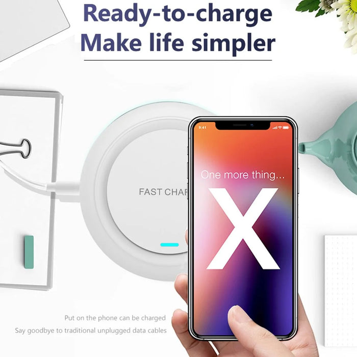 Q18 Round Shape Wireless Charger 15W Fast Charging Desktop Charging Pad - Black - 6