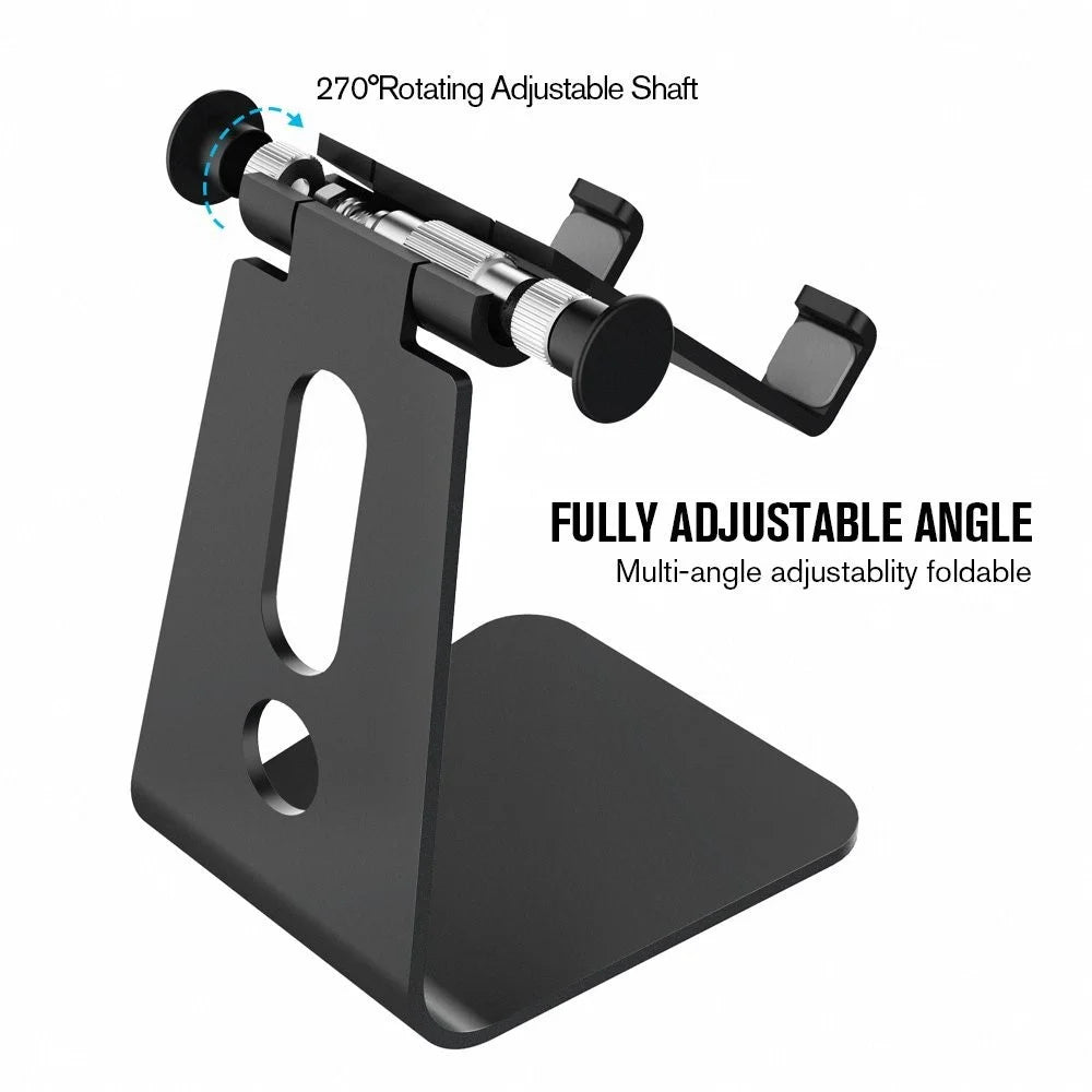 For 3.5-8 inch Phone Tablet Portable 270° Rotating Foldable Aluminum Stand Phone Holder Bracket - Black - 4