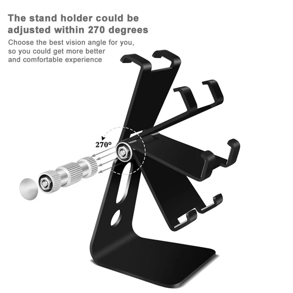 For 3.5-8 inch Phone Tablet Portable 270° Rotating Foldable Aluminum Stand Phone Holder Bracket - Black - 5