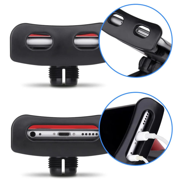 LENUO CL-26 360° Rotary Car Headrest Bracket Phone Tablet Holder for iPhone iPad Max Width 20cm - Black - 4