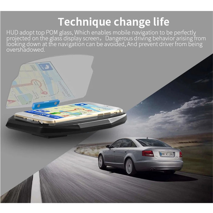 Car Head Up Display HUD Car Cell Phone GPS Navigation Image Reflector Holder - Black - 1