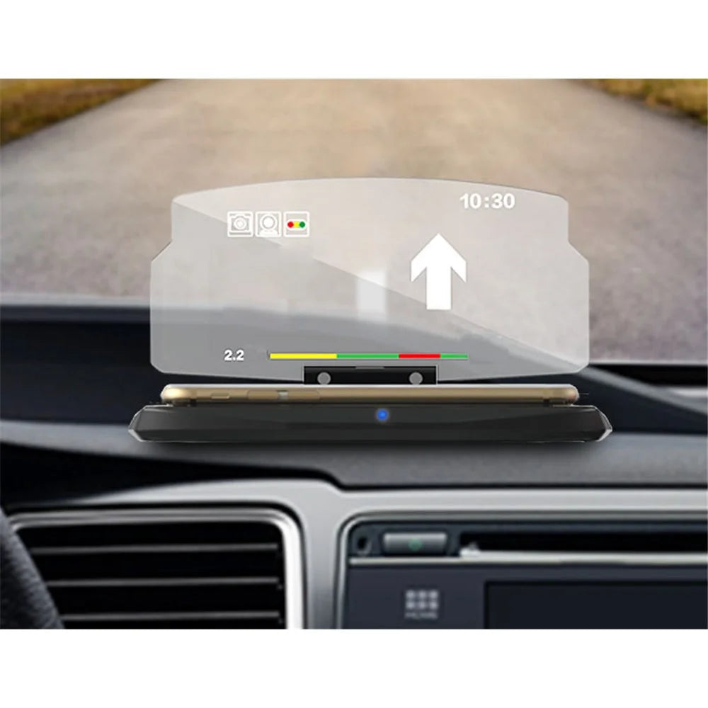5W Qi Wireless Charger + Heads up Car Navigation Image Reflector HUD 2-in-1 Design for iPhone Samsung Huawei - 3