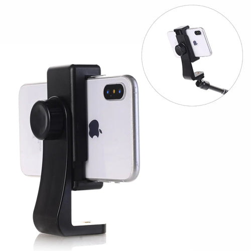 360 Degree Rotation Universal Cell Phone Tripod Mount Adapter Adjustable Clamp with 1/4 Interface - 1
