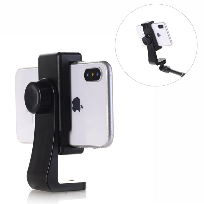 360 Degree Rotation Universal Cell Phone Tripod Mount Adapter Adjustable Clamp with 1/4 Interface - 1