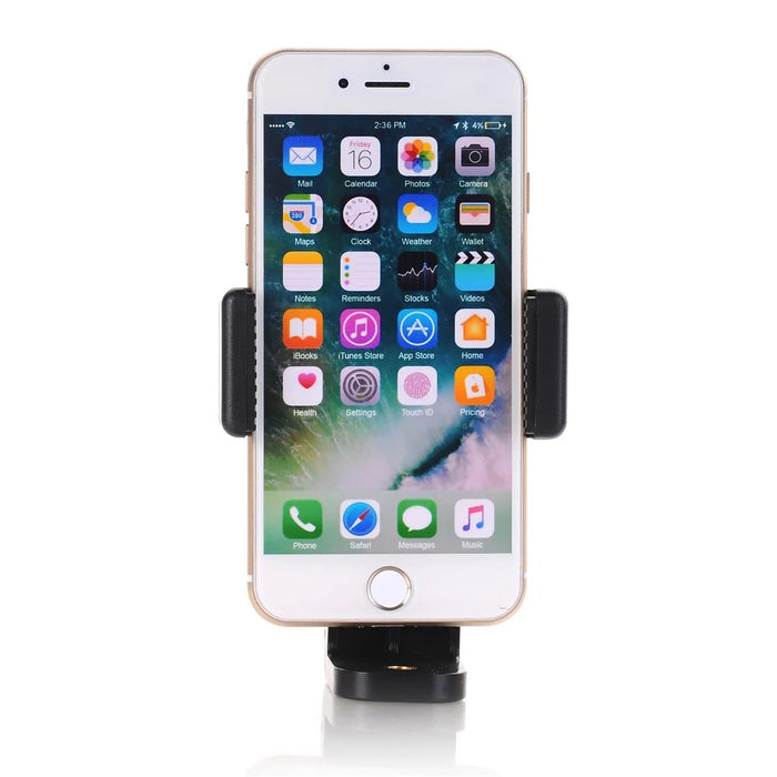 360 Degree Rotation Universal Cell Phone Tripod Mount Adapter Adjustable Clamp with 1/4 Interface - 2