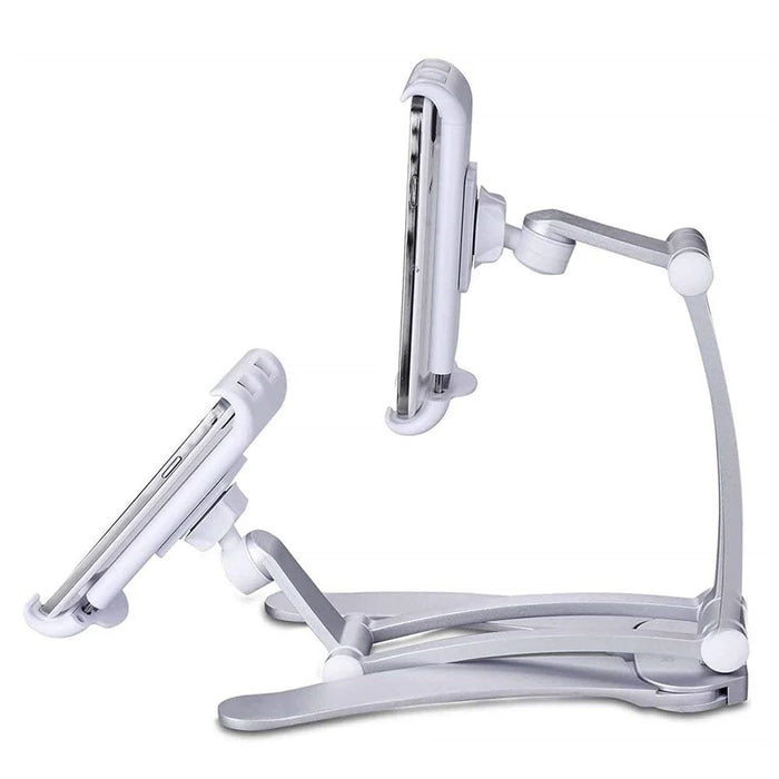 2-in-1 Desktop/Wall Mount Adjustable Tablet Holder Aluminum Kitchen Tablet Stand Bracket for iPad 2018/iPad Pro/iPad Mini - Silver - 5