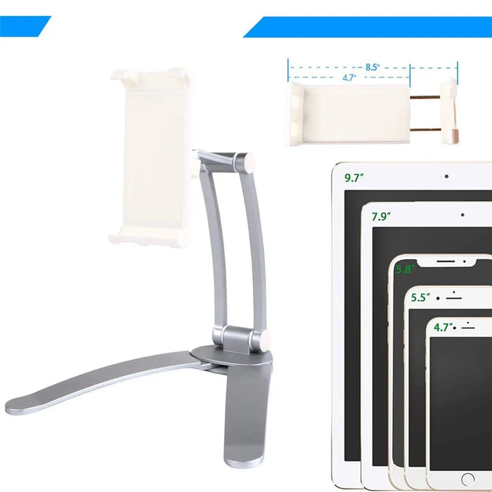 2-in-1 Desktop/Wall Mount Adjustable Tablet Holder Aluminum Kitchen Tablet Stand Bracket for iPad 2018/iPad Pro/iPad Mini - Silver - 6