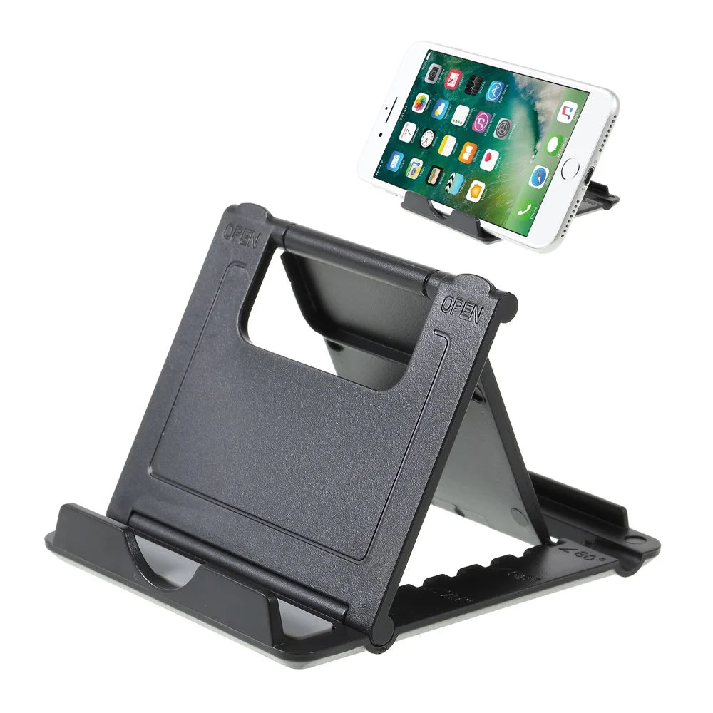 Multi-Angle Adjustable Foldable Desktop Cradle Holder Mount for iPhone Samsung Huawei Smartphone - Black - 1