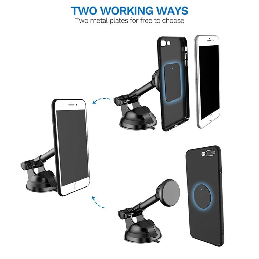 Universal Strong Magnetic Attraction Car Phone Mount Adjustable Magnetic Mount Car Holder for iPhone Samsung Huawei Etc. - Black - 3