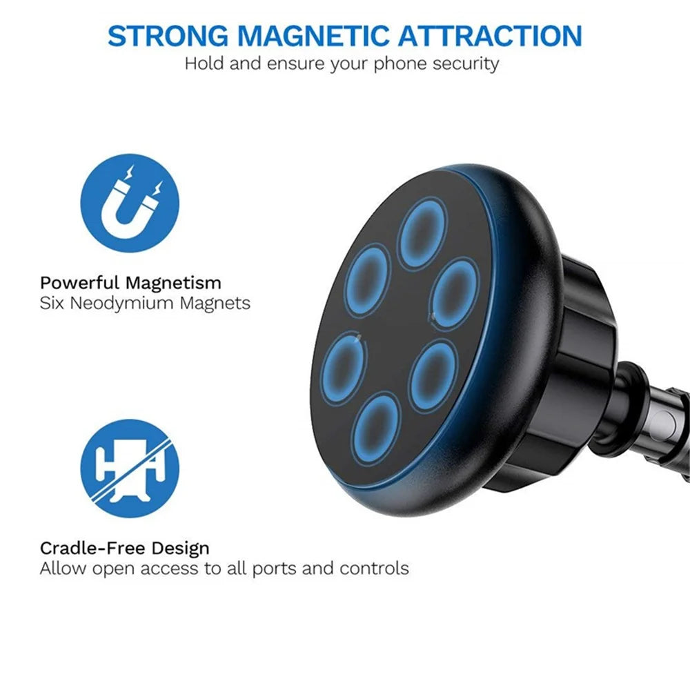 Universal Strong Magnetic Attraction Car Phone Mount Adjustable Magnetic Mount Car Holder for iPhone Samsung Huawei Etc. - Black - 4