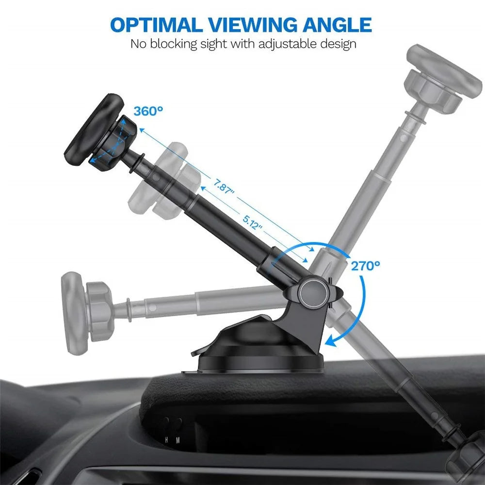 Universal Strong Magnetic Attraction Car Phone Mount Adjustable Magnetic Mount Car Holder for iPhone Samsung Huawei Etc. - Black - 5