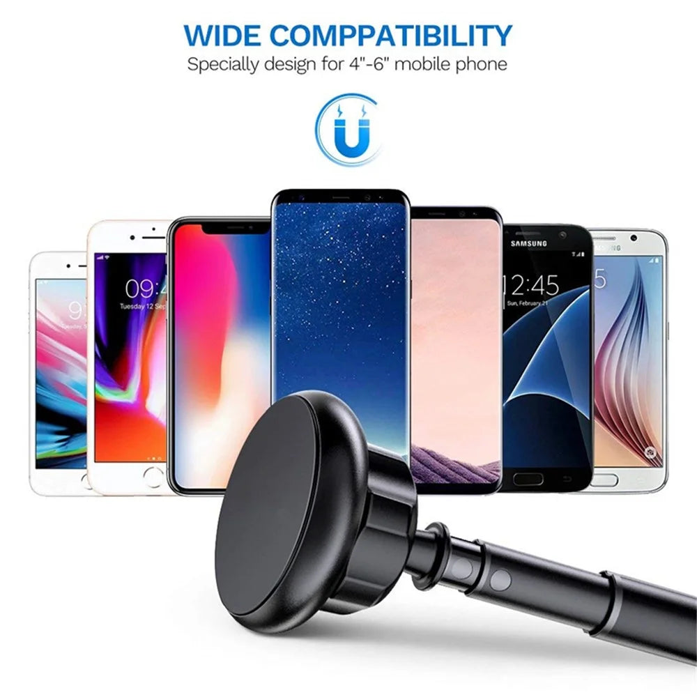 Universal Strong Magnetic Attraction Car Phone Mount Adjustable Magnetic Mount Car Holder for iPhone Samsung Huawei Etc. - Black - 6
