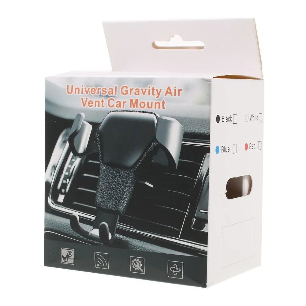 Leather Texture Gravity Car Air Vent Mount Holder for iPhone Samsung - 7