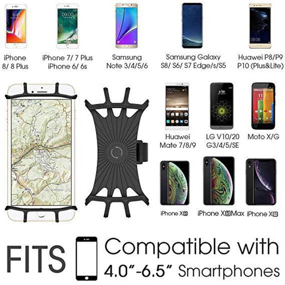 Universal Free Rotating Stretchable Silicone Phone Mount Bicycle Handlebar Cellphone Holder for 4-6 inch Cellphone GPS - 3