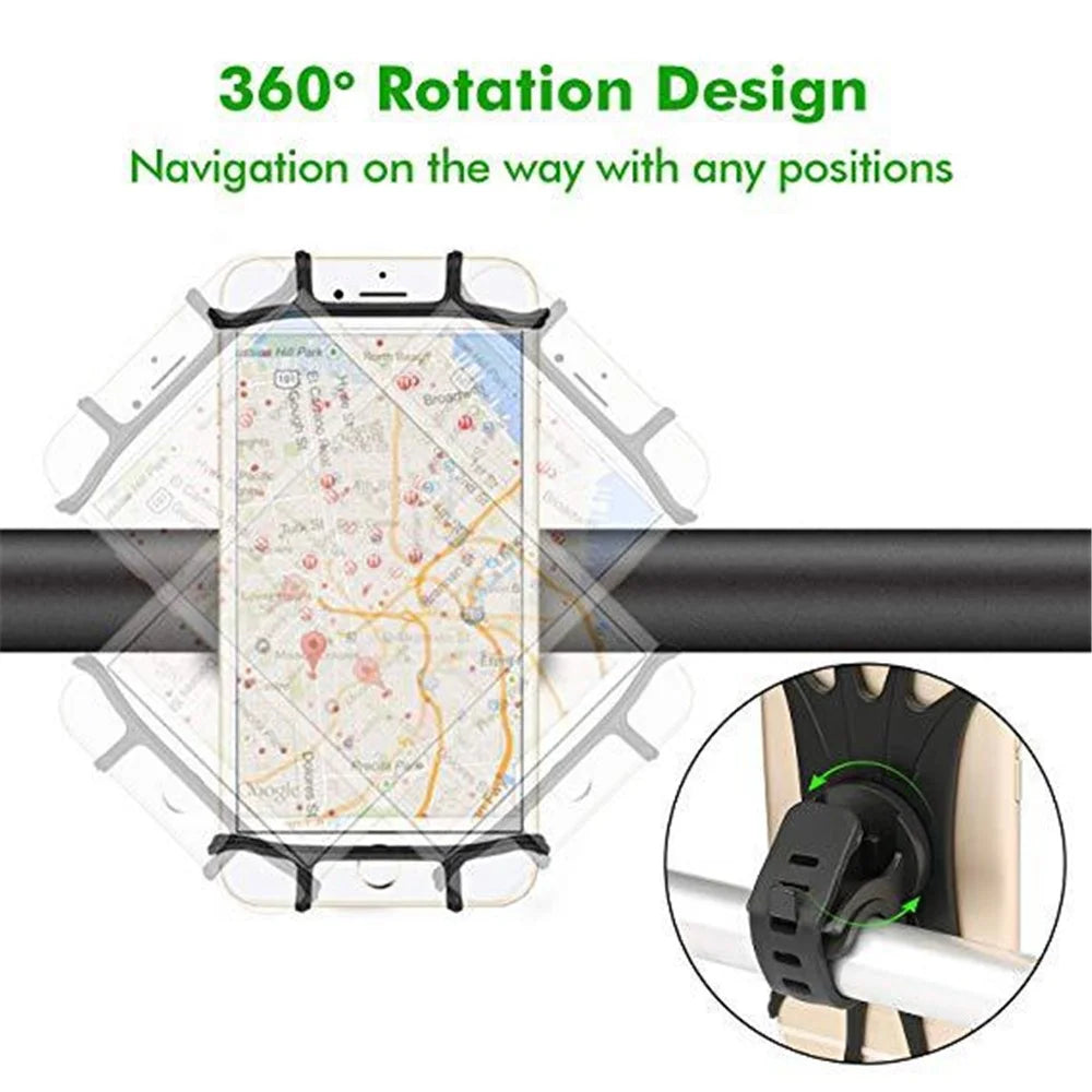 Universal Free Rotating Stretchable Silicone Phone Mount Bicycle Handlebar Cellphone Holder for 4-6 inch Cellphone GPS - 4