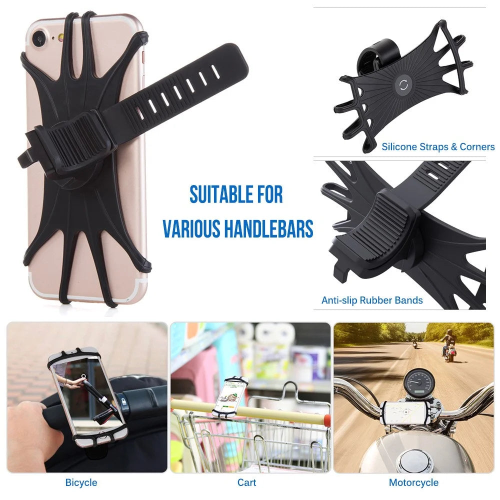 Universal Free Rotating Stretchable Silicone Phone Mount Bicycle Handlebar Cellphone Holder for 4-6 inch Cellphone GPS - 6