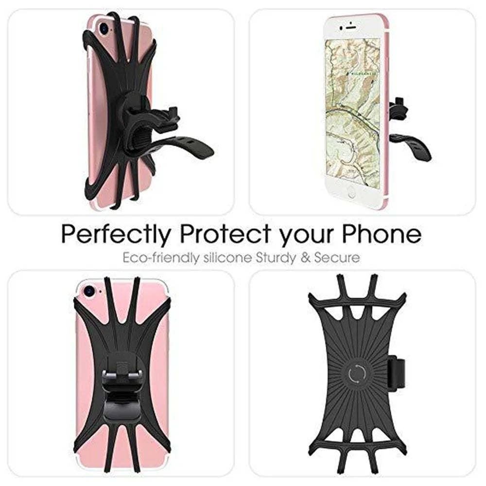 Universal Free Rotating Stretchable Silicone Phone Mount Bicycle Handlebar Cellphone Holder for 4-6 inch Cellphone GPS - 7