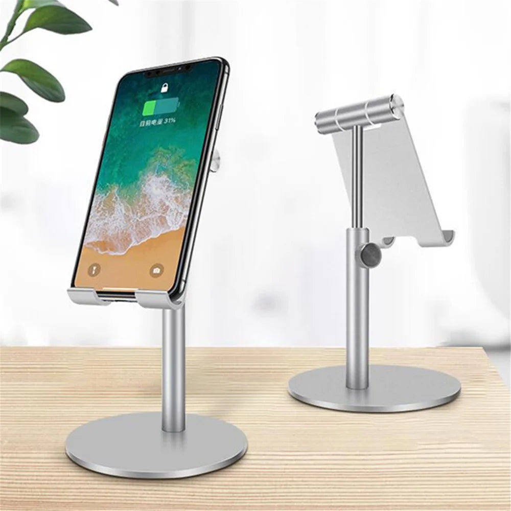 Aluminum Alloy Universal Phone Tablet Desktop Stand Holder 360 Degree Rotation Cellphone Bracket - Silver - 1