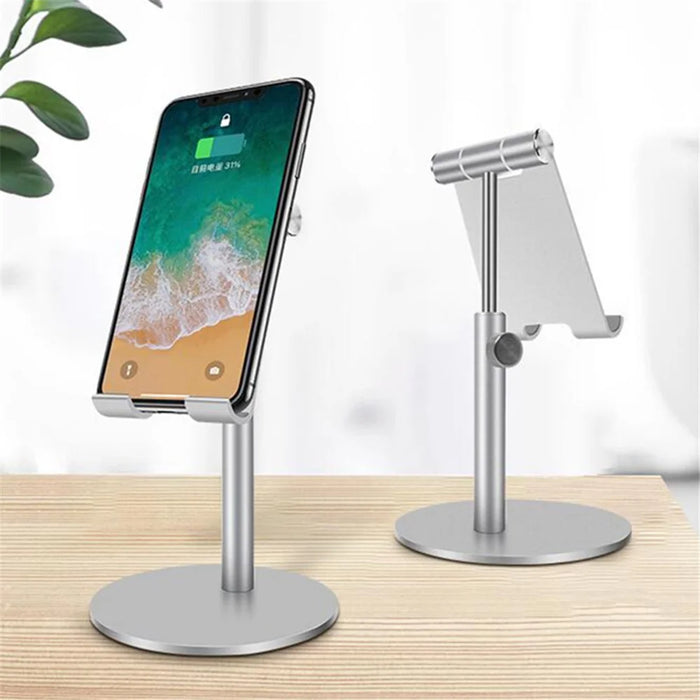 Aluminum Alloy Universal Phone Tablet Desktop Stand Holder 360 Degree Rotation Cellphone Bracket - Silver - 1