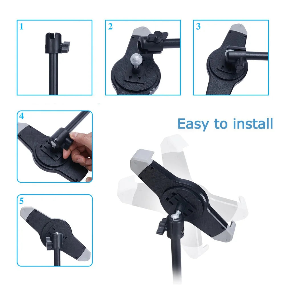 Portable Aluminum Alloy Tablet Tripod Holder Height Adjustment 360-Degree Rotatory Tripod Stand for 7.9 - 12 Inches Tablets - 6