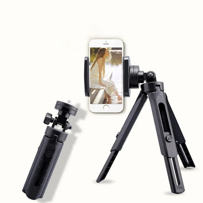 Digital Camera Mount Mobile Phone Clip Fixed Bracket Desktop Tripod Stand Adjustable Angle - Black - 1