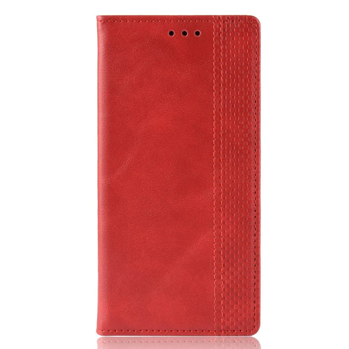 Auto-absorbed Vintage Style Leather Wallet Stand Protective Case for ZTE Blade A7 2019 - Red - 2
