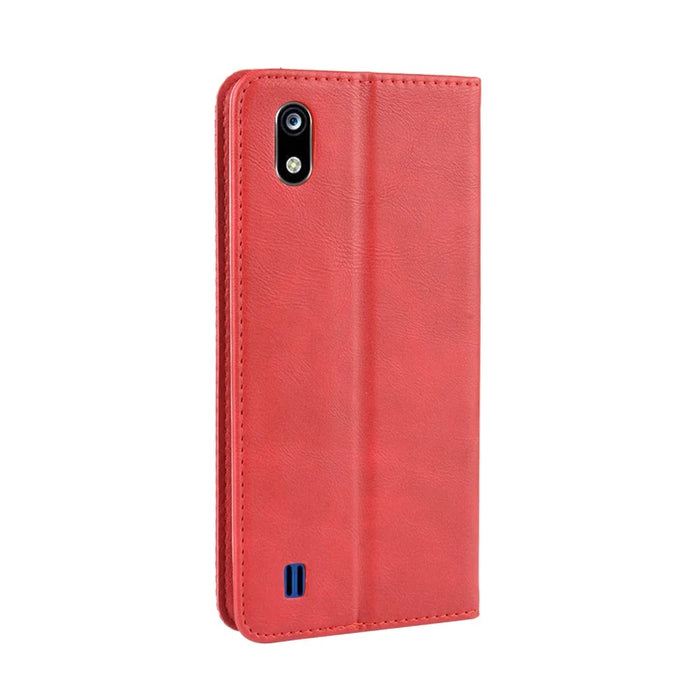 Auto-absorbed Vintage Style Leather Wallet Stand Protective Case for ZTE Blade A7 2019 - Red - 6