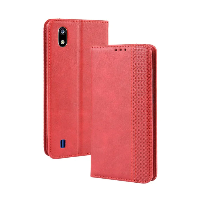 Auto-absorbed Vintage Style Leather Wallet Stand Protective Case for ZTE Blade A7 2019 - Red - 7